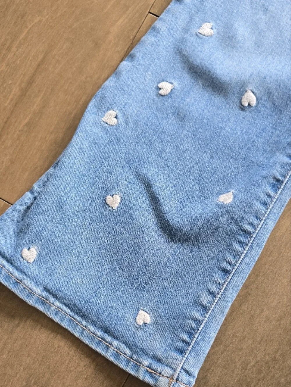 GAP Light Blue Denim Jeans with White Heart Embroidery